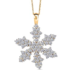 LUXURIANT 1 Ct. Lab Grown Diamond Floral Pendant with Chain in Rhodium Overlay Sterling Silver, 20 Inch