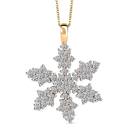 LUXURIANT 1 Ct. Lab Grown Diamond Floral Pendant with Chain in 18K Vermeil Yellow Gold Plated Sterling Silver, 20 Inch LUXURIANT 1 Ct. Lab Grown Diamond Floral Pendant with Chain in 18K Vermeil Yellow Gold Plated Sterling Silver, 20 Inch