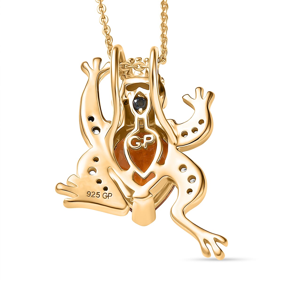 GP Trionfo Collection - Serra Gaucha Citrine & Multi Gemstones Frog with Crown Pendant with Chain in 18K Vermeil Yellow Gold Plated Sterling Silver 2.49 Ct.