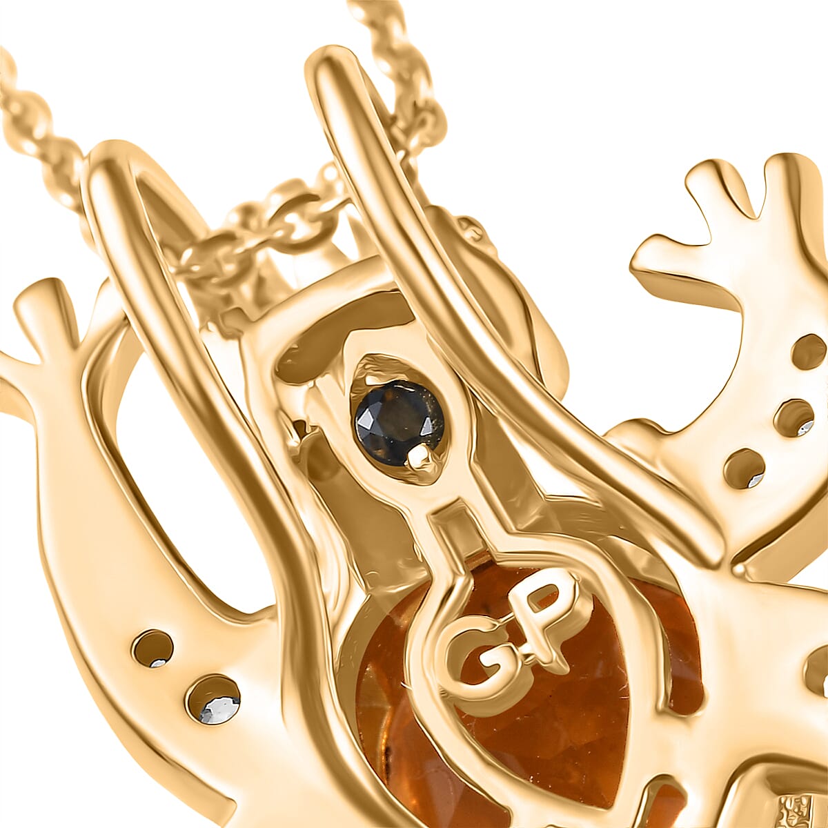 GP Trionfo Collection - Serra Gaucha Citrine & Multi Gemstones Frog with Crown Pendant with Chain in 18K Vermeil Yellow Gold Plated Sterling Silver 2.49 Ct.