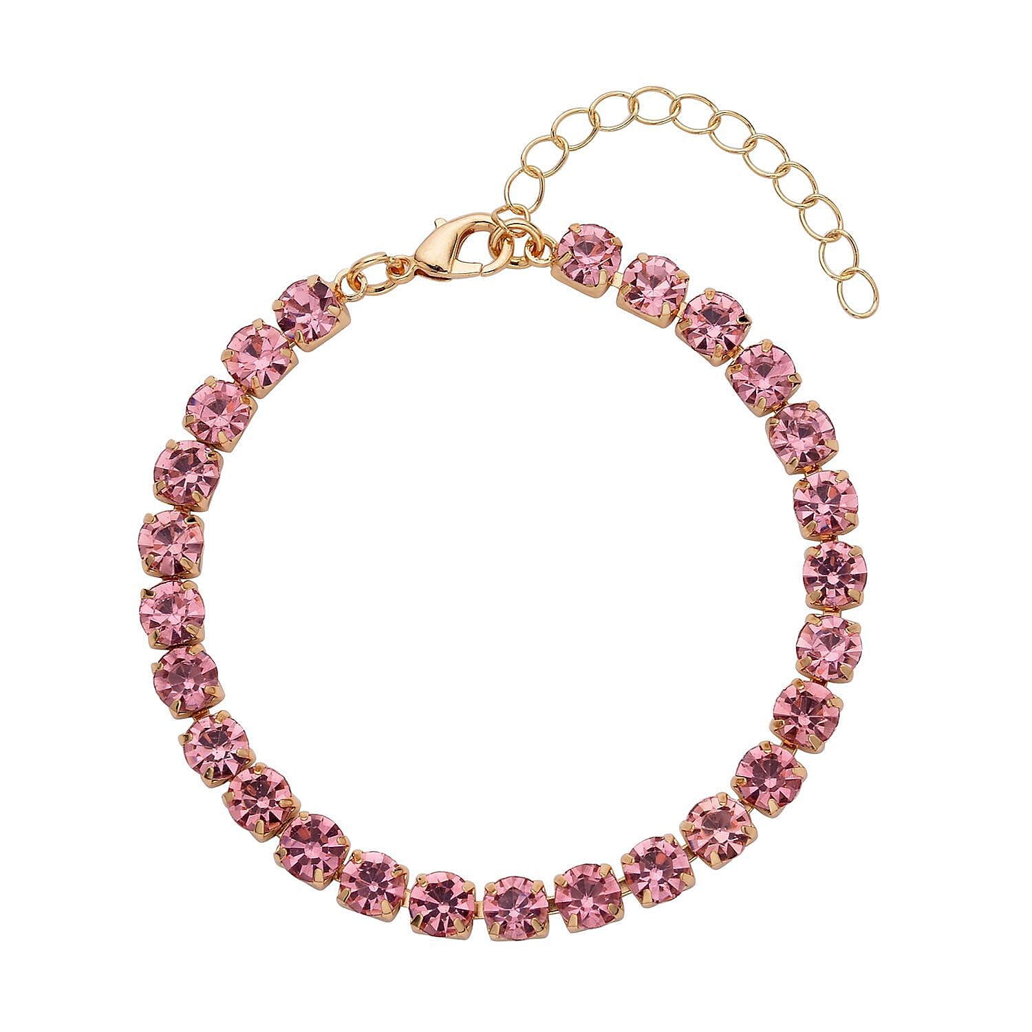 9 Piece Set - 4 Pink Colour Shell Pearl Earrings, 4 Magic Colour Crystal Earrings and Tennis Bracelet (Size 8 - 1.5 Ext) 52.50 Ct.