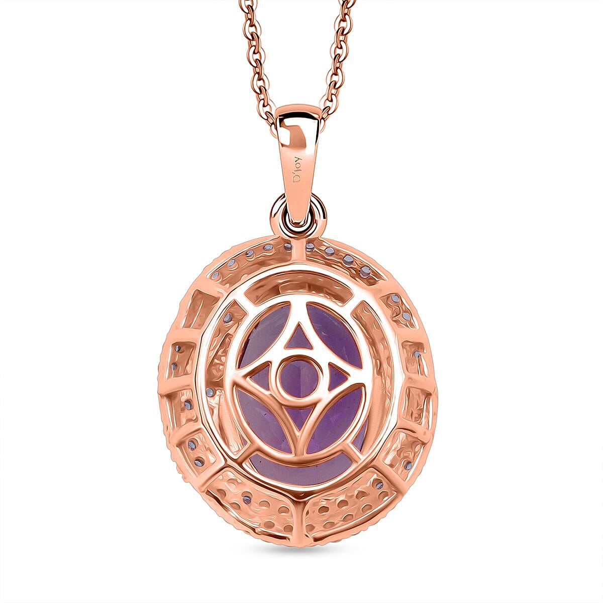 Rose De France Amethyst,  White Zircon Pendant with Chain (Size 20) in 18K RG Vermeil Sterling Silver 0.78 ct  6.280  Ct.