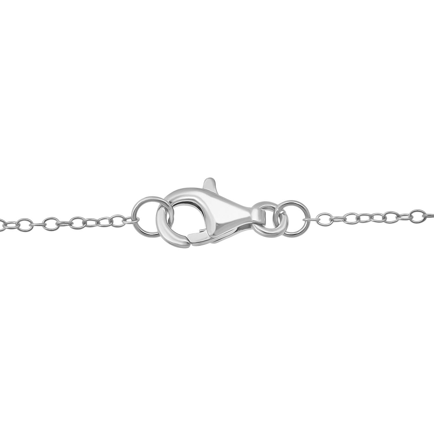 Blue Ceylon Sapphire & White Zircon Pendant with Chain (Size 20) in Rhodium Overlay Sterling Silver 1.42 Ct.