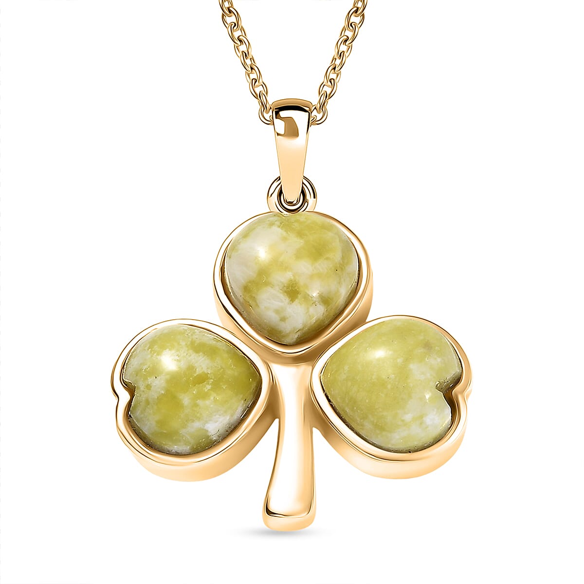 EverTrue Connemara Marble Pendant with Chain (Size - 20) in Yellow Gold Tone 6.20 Ct.