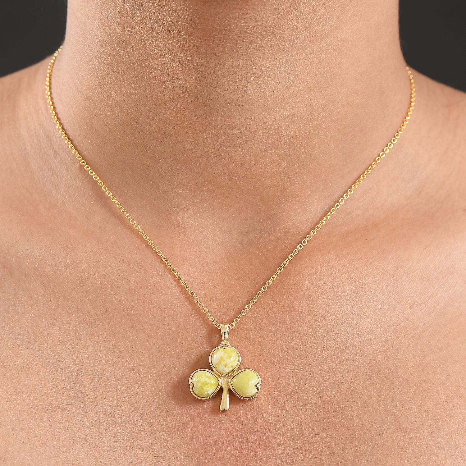 EverTrue Connemara Marble Pendant with Chain (Size - 20) in Yellow Gold Tone 6.20 Ct.