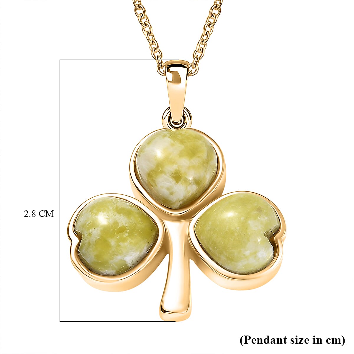 EverTrue Connemara Marble Pendant with Chain (Size - 20) in Yellow Gold Tone 6.20 Ct.