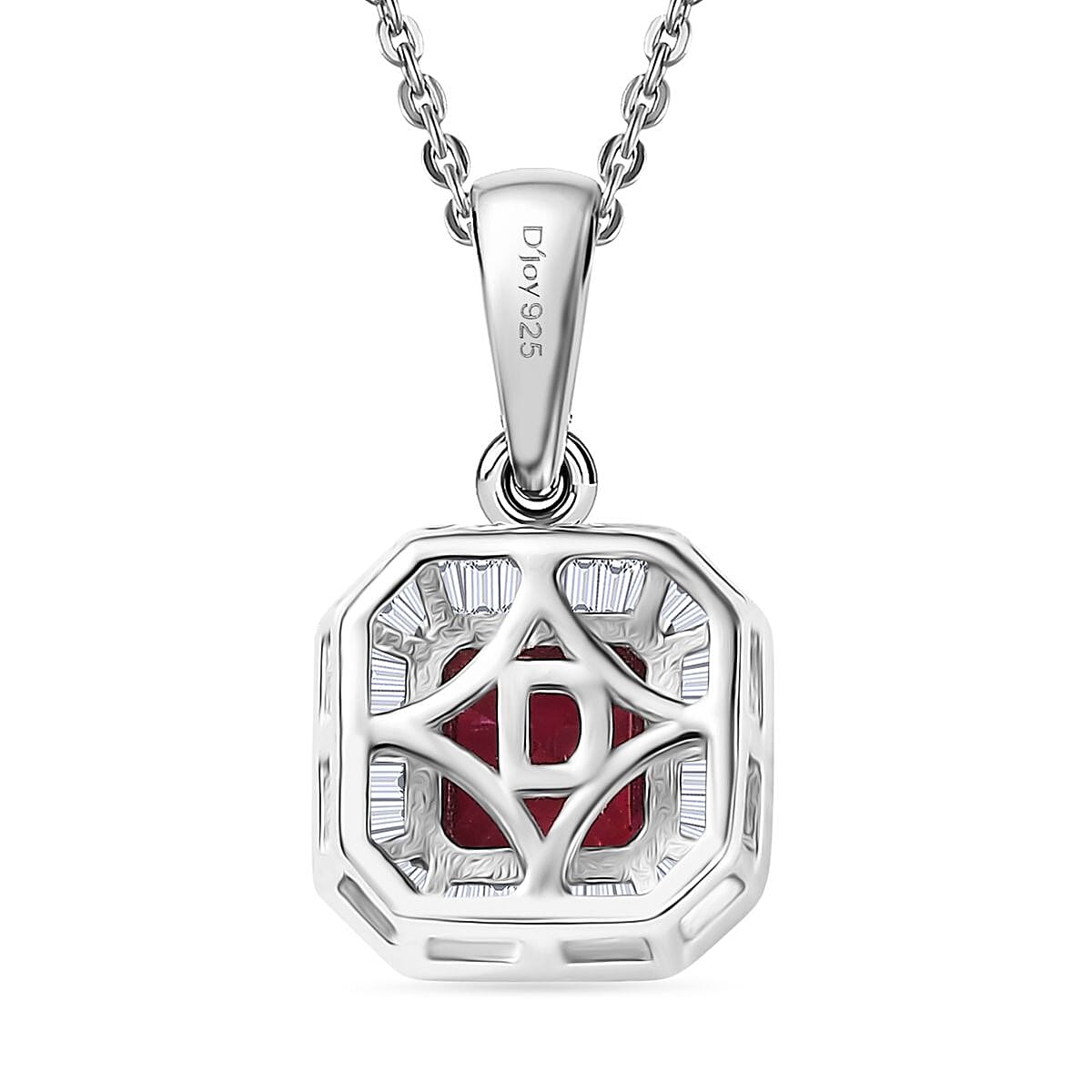 EXTREME RARE AND LIMITED - AAA Byzantine Tourmaline,  White Diamond Pendant with Chain (Size 20) in Rhodium Overlay Sterling Silver