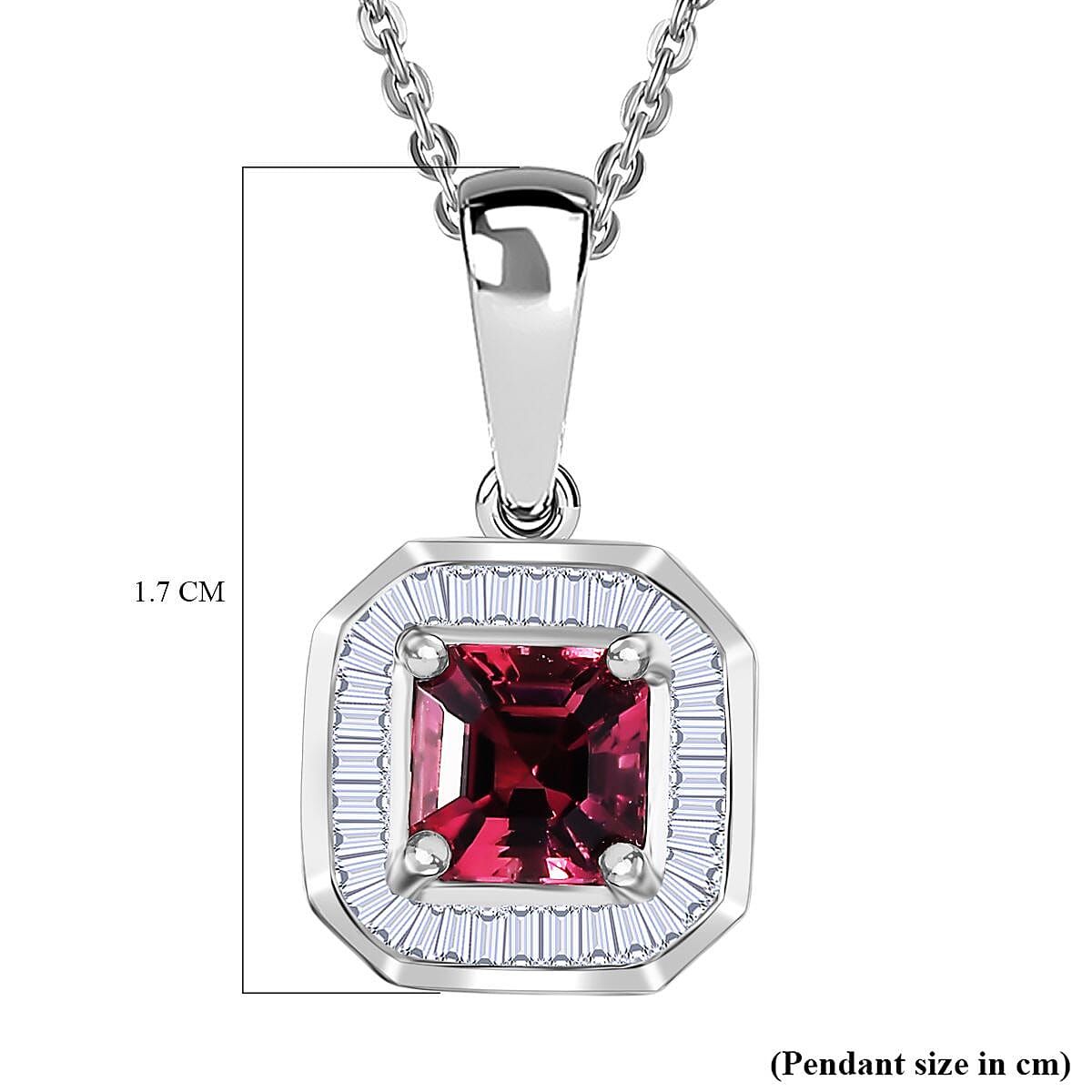 EXTREME RARE AND LIMITED - AAA Byzantine Tourmaline,  White Diamond Pendant with Chain (Size 20) in Rhodium Overlay Sterling Silver