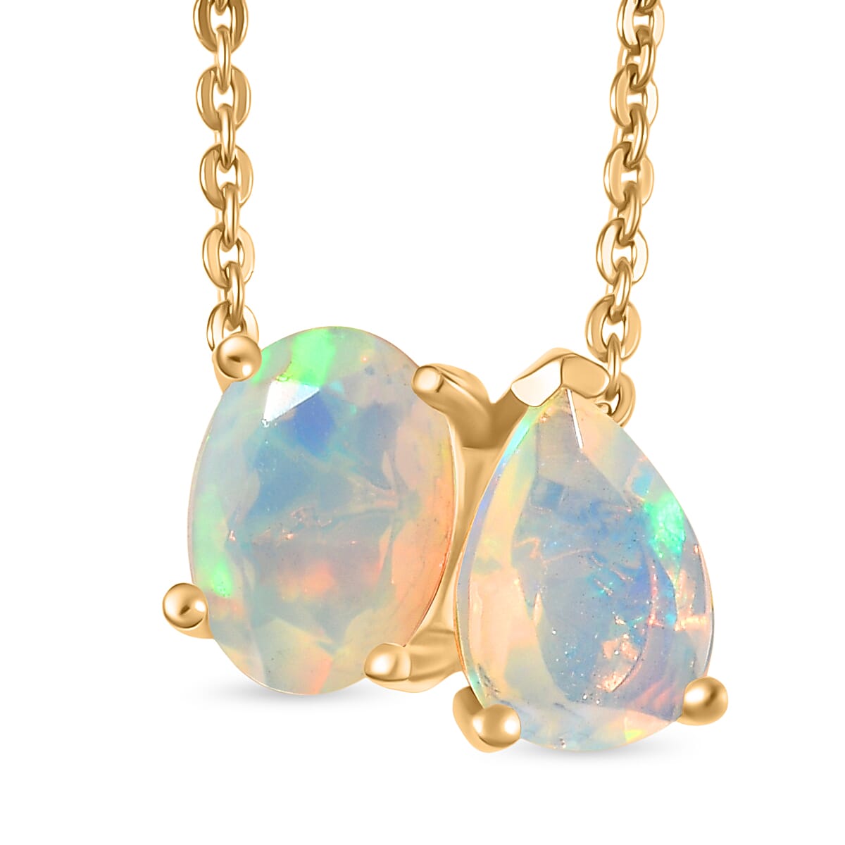 3 Piece Set - D'Joy Ethiopian Opal Earring, Ring & Pendant with Chain (Size 20) in 18K Vermeil Yellow Gold Plated Sterling Silver 2.93 Ct.