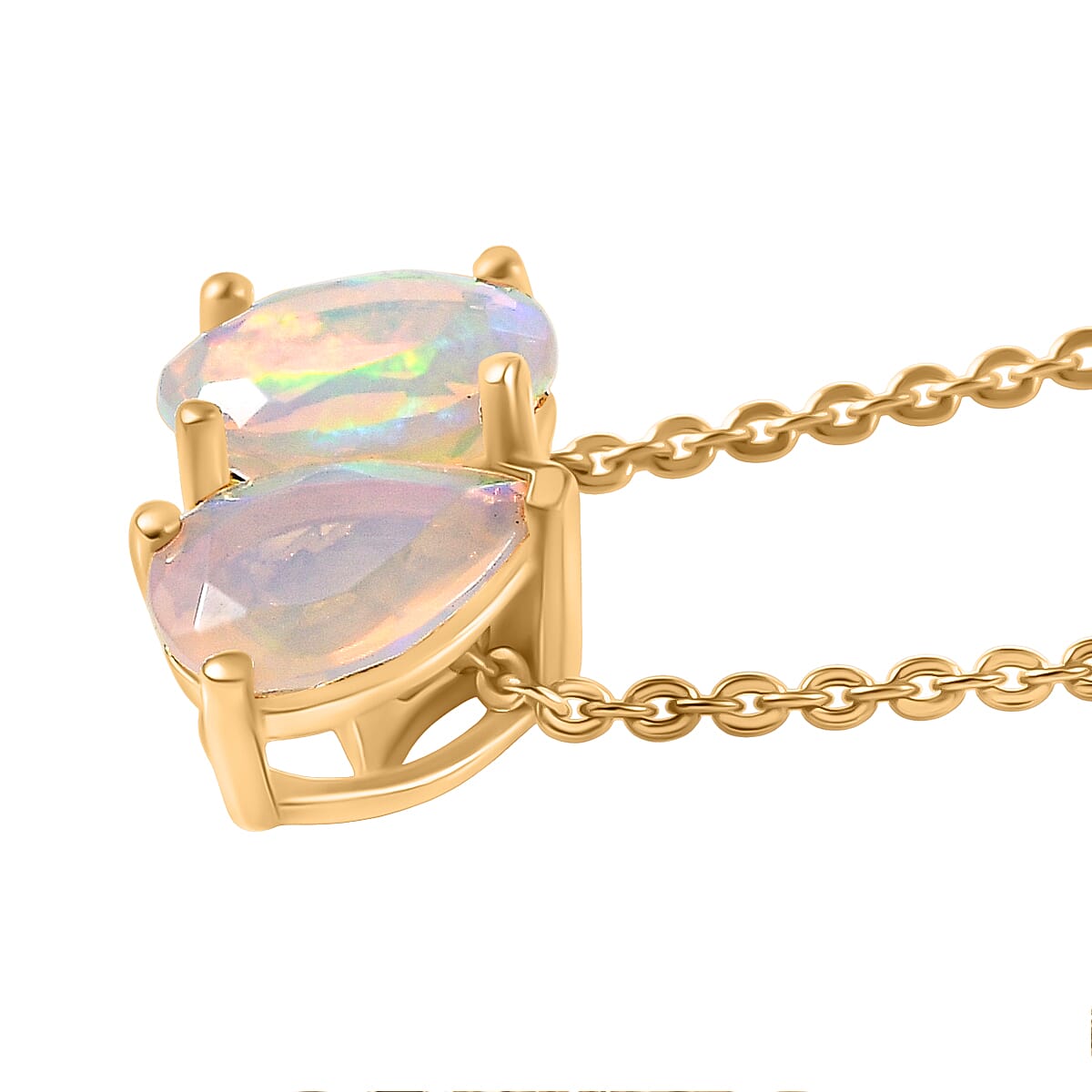 3 Piece Set - D'Joy Ethiopian Opal Earring, Ring & Pendant with Chain (Size 20) in 18K Vermeil Yellow Gold Plated Sterling Silver 2.93 Ct.