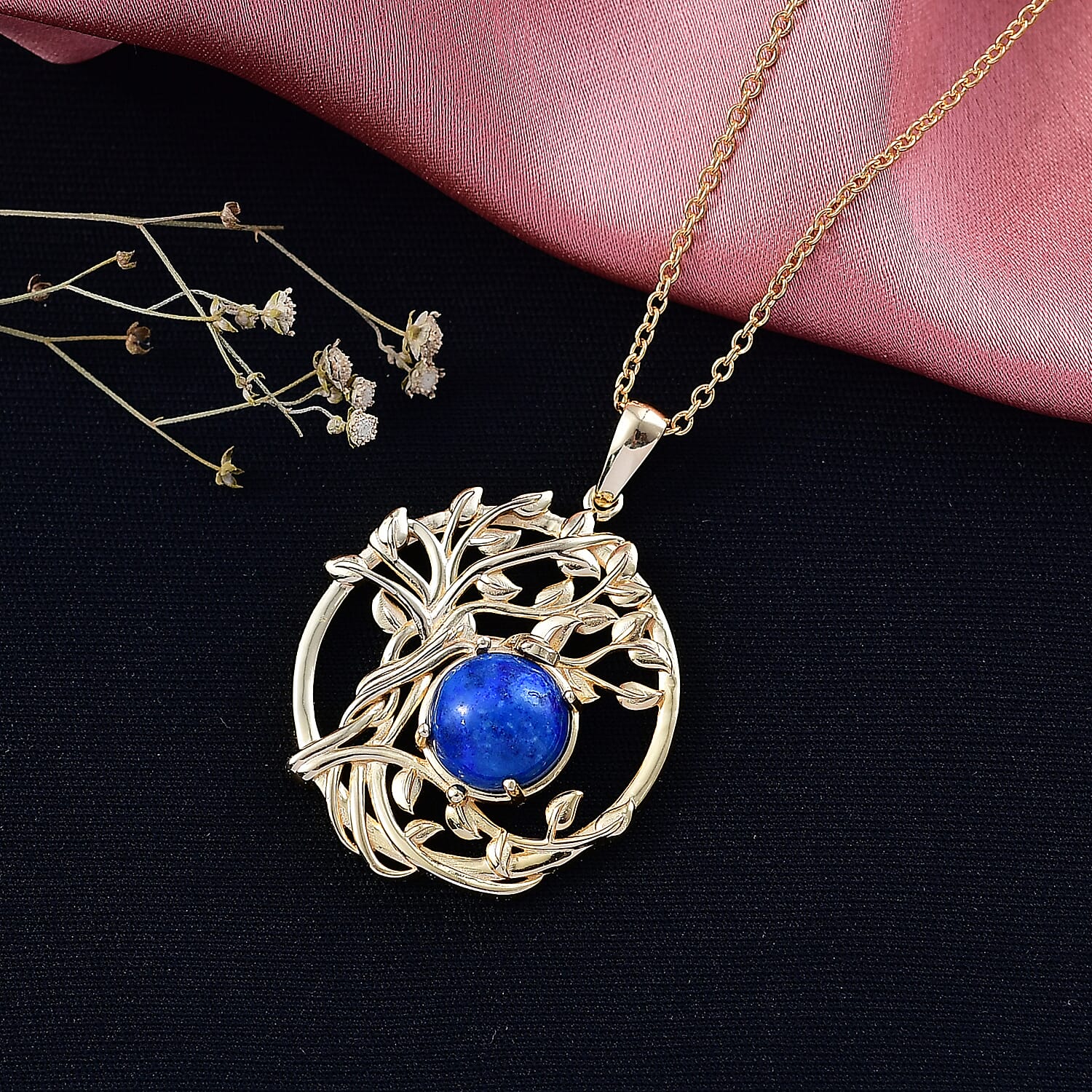 EverTrue Lapis Lagoon Pendant with Chain (Size - 20) in Yellow Gold Tone 4.79 Ct.