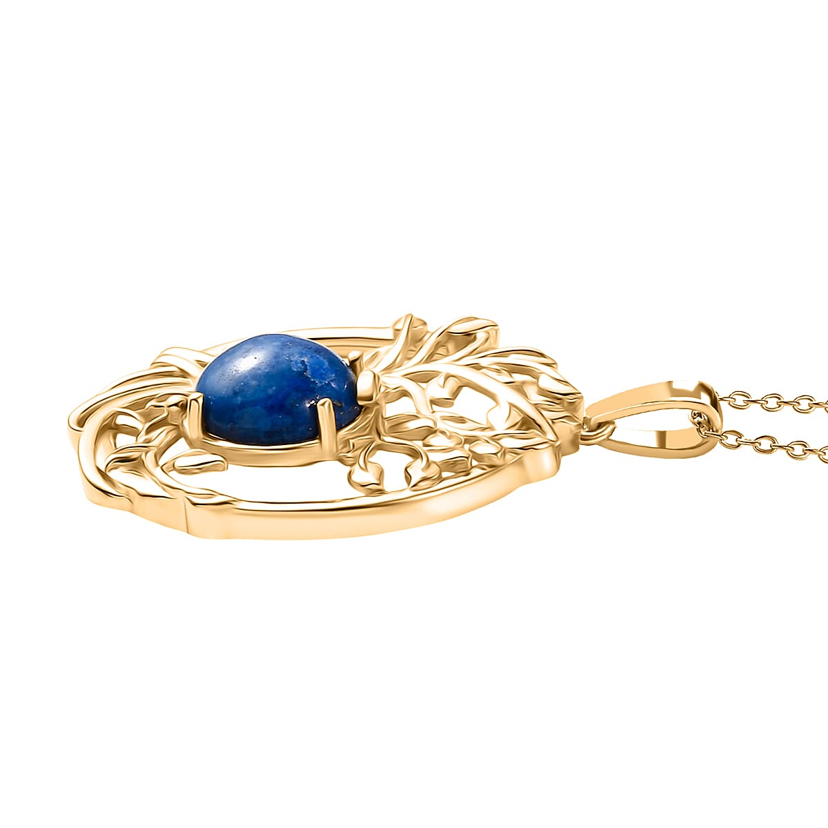 EverTrue Lapis Lagoon Pendant with Chain (Size - 20) in Yellow Gold Tone 4.79 Ct.