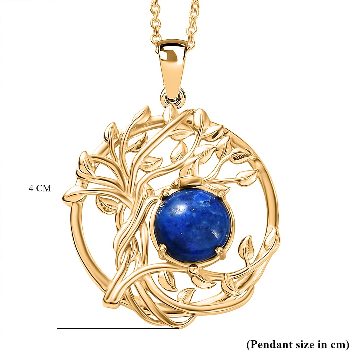 EverTrue Lapis Lagoon Pendant with Chain (Size - 20) in Yellow Gold Tone 4.79 Ct.