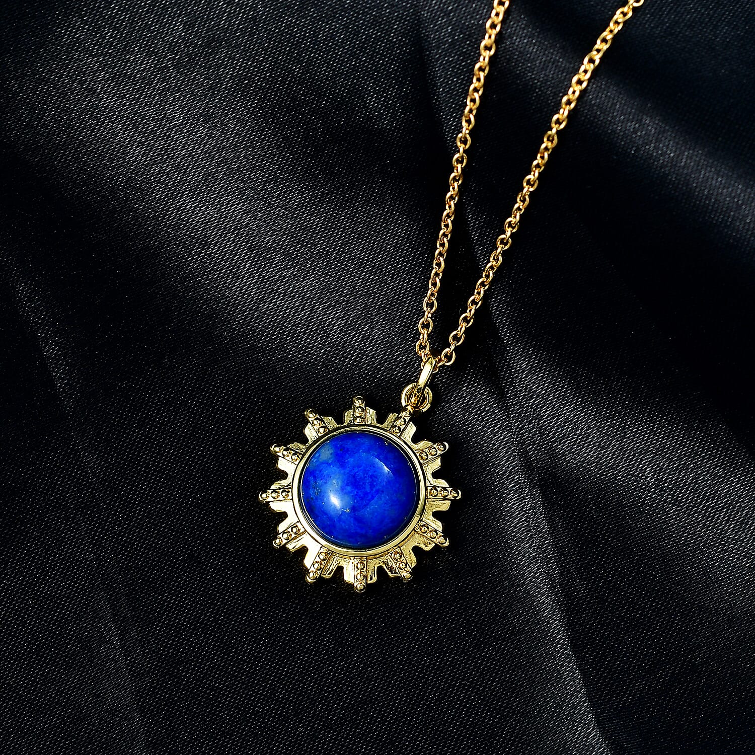 EverTrue Lapis Lagoon Pendant with Chain (Size - 20) in Yellow Gold Tone 7.98 Ct.