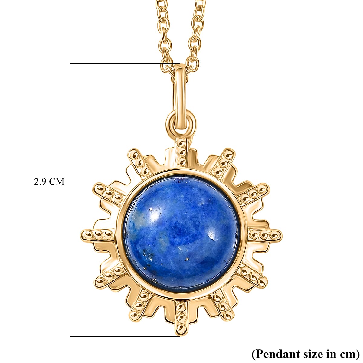 EverTrue Lapis Lagoon Pendant with Chain (Size - 20) in Yellow Gold Tone 7.98 Ct.
