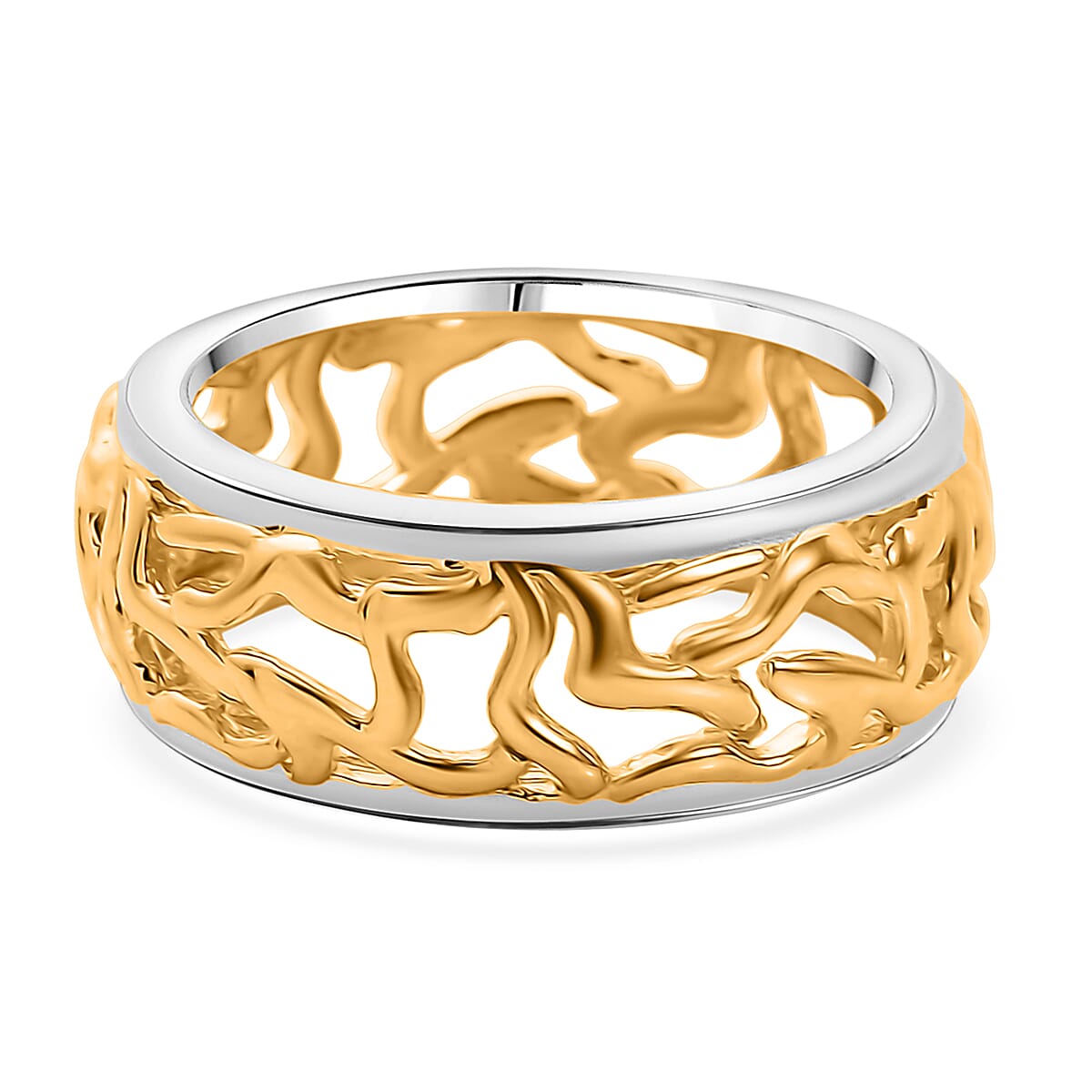 EverTrue 2 Piece Set - Ring (Size K) & Tree of Life Pendant with Chain (Size 20) in Yellow Gold Plated & Platinum Overlay