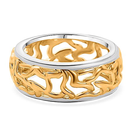 EverTrue 2 Piece Set - Ring (Size K) & Tree of Life Pendant with Chain (Size 20) in Yellow Gold Plated & Platinum Overlay