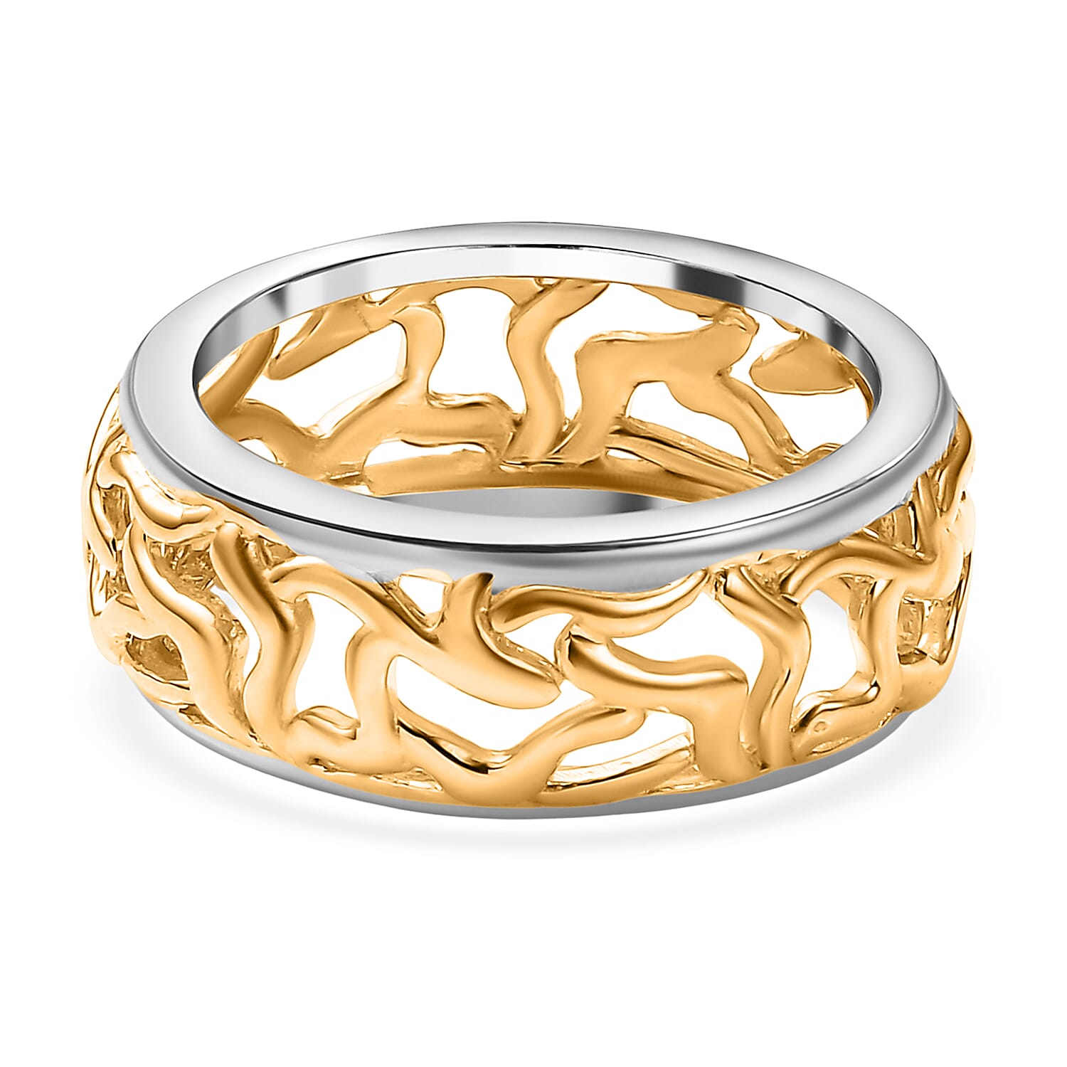 EverTrue 2 Piece Set - Ring (Size K) & Tree of Life Pendant with Chain (Size 20) in Yellow Gold Plated & Platinum Overlay