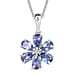 D'Joy Tanzanite & White Zircon Pendant with Chain (Size 20) in Platinum Overlay Sterling Silver 1.20 Ct.