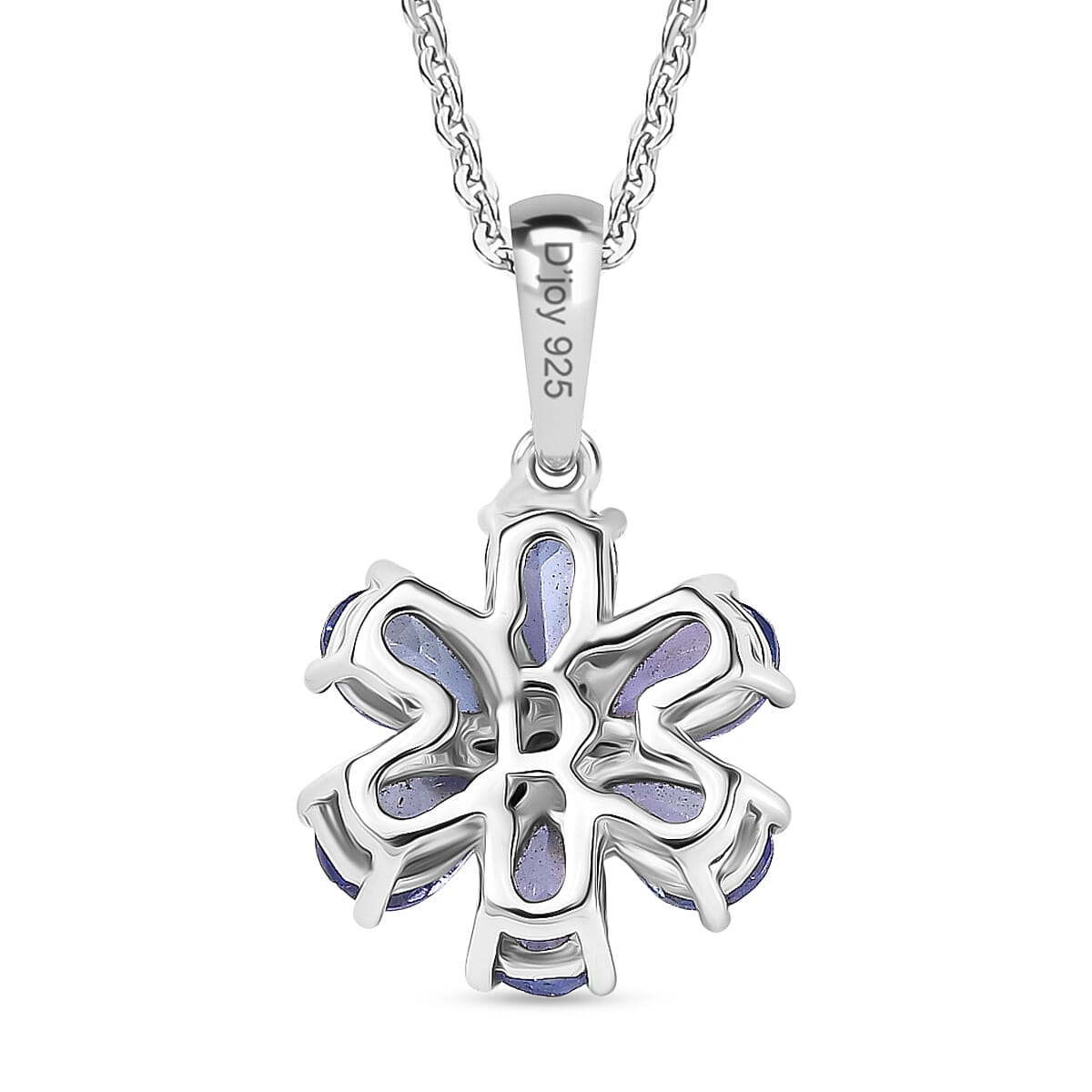 D'Joy Tanzanite & White Zircon Pendant with Chain (Size 20) in Platinum Overlay Sterling Silver 1.20 Ct.