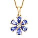 D'Joy Tanzanite & White Zircon Pendant with Chain (Size 20) in Platinum Overlay Sterling Silver 1.20 Ct.