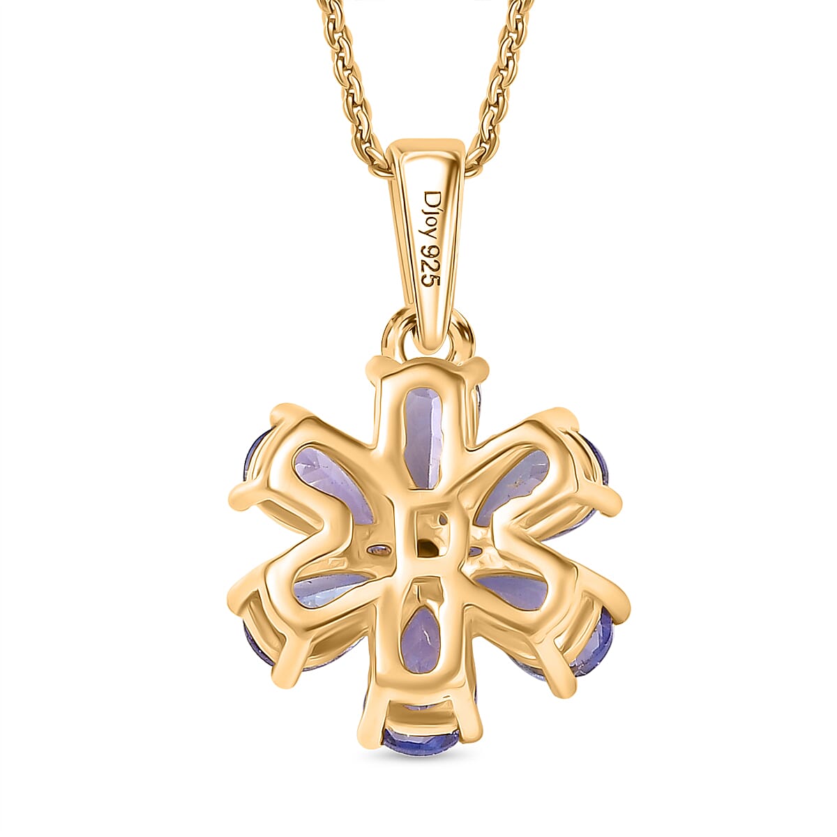 D'Joy Tanzanite & White Zircon Pendant with Chain (Size 20) in 18K Yellow Gold Plated Sterling 1.20 Ct.