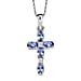 D'Joy Tanzanite & White Zircon Cross Pendant with Chain (Size 20) in 18K Yellow Gold Plated Sterling Silver 1.27 Ct.