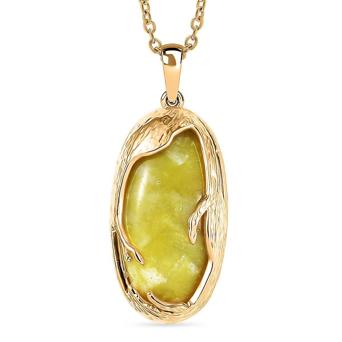 EverTrue Connemara Marble Pendant with Chain (Size - 20) in Yellow Gold Tone 10.88 Ct.