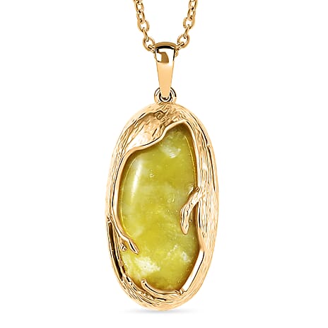 EverTrue Connemara Marble Pendant with Chain (Size - 20) in Yellow Gold Tone 10.88 Ct.