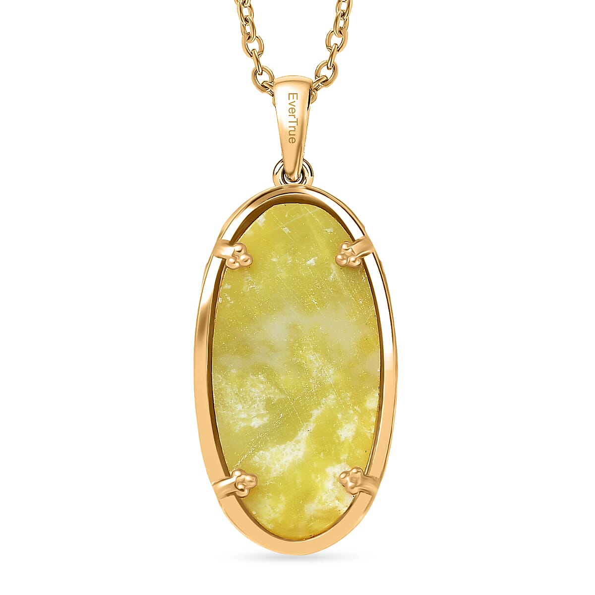 EverTrue Connemara Marble Pendant with Chain (Size - 20) in Yellow Gold Tone 10.88 Ct.