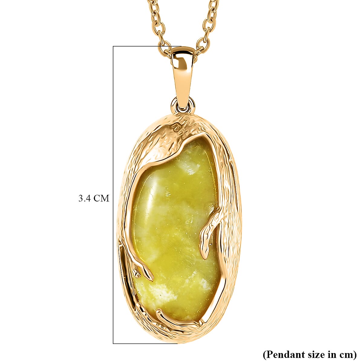 EverTrue Connemara Marble Pendant with Chain (Size - 20) in Yellow Gold Tone 10.88 Ct.
