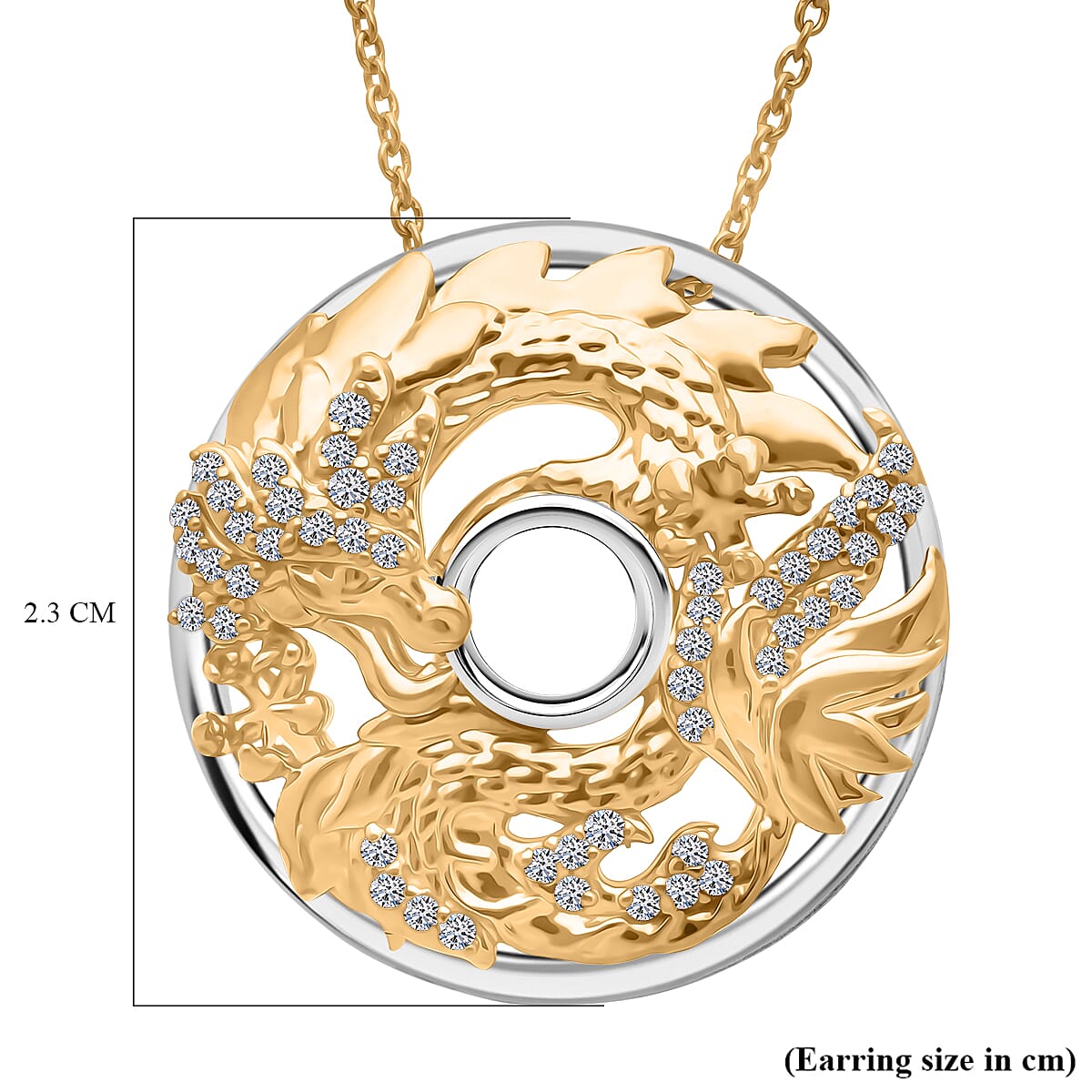 GP Trionfo Collection - White Diamond Kanchanaburi Blue Sapphire Pendant with Chain (Size 18 - 2) in Rhodium Overlay & Yellow Gold Plated Sterling Silver