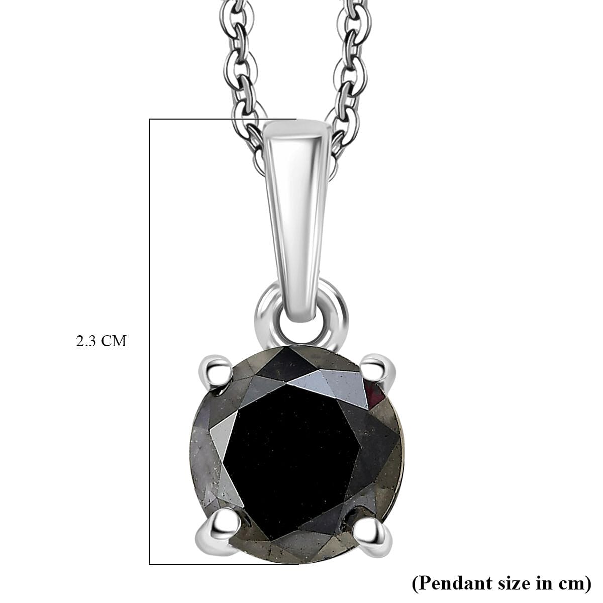 D'Joy Black Diamond Pendant with Chain (Size - 20) in Rhodium Overlay Sterling Silver 1.02 Ct.