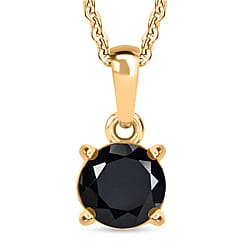 D'Joy Black Diamond Pendant with Chain (Size - 20) in Rhodium Overlay Sterling Silver 1.02 Ct.