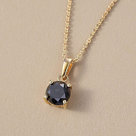 D'Joy Black Diamond Pendant with Chain (Size - 20) in 18K Vermeil Yellow Gold Plated Sterling Silver 1.02 Ct.