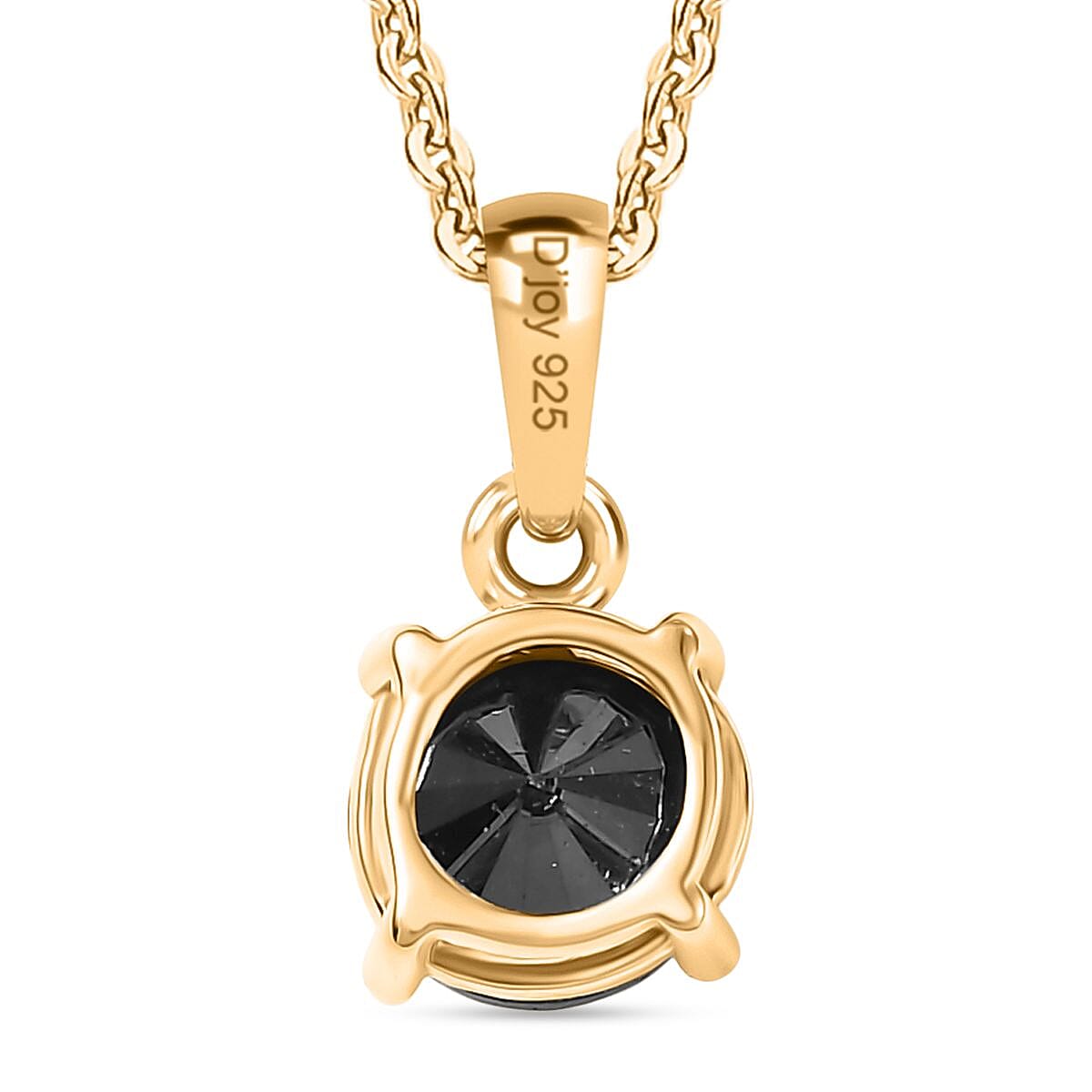 D'Joy Black Diamond Pendant with Chain (Size - 20) in 18K Vermeil Yellow Gold Plated Sterling Silver 1.02 Ct.