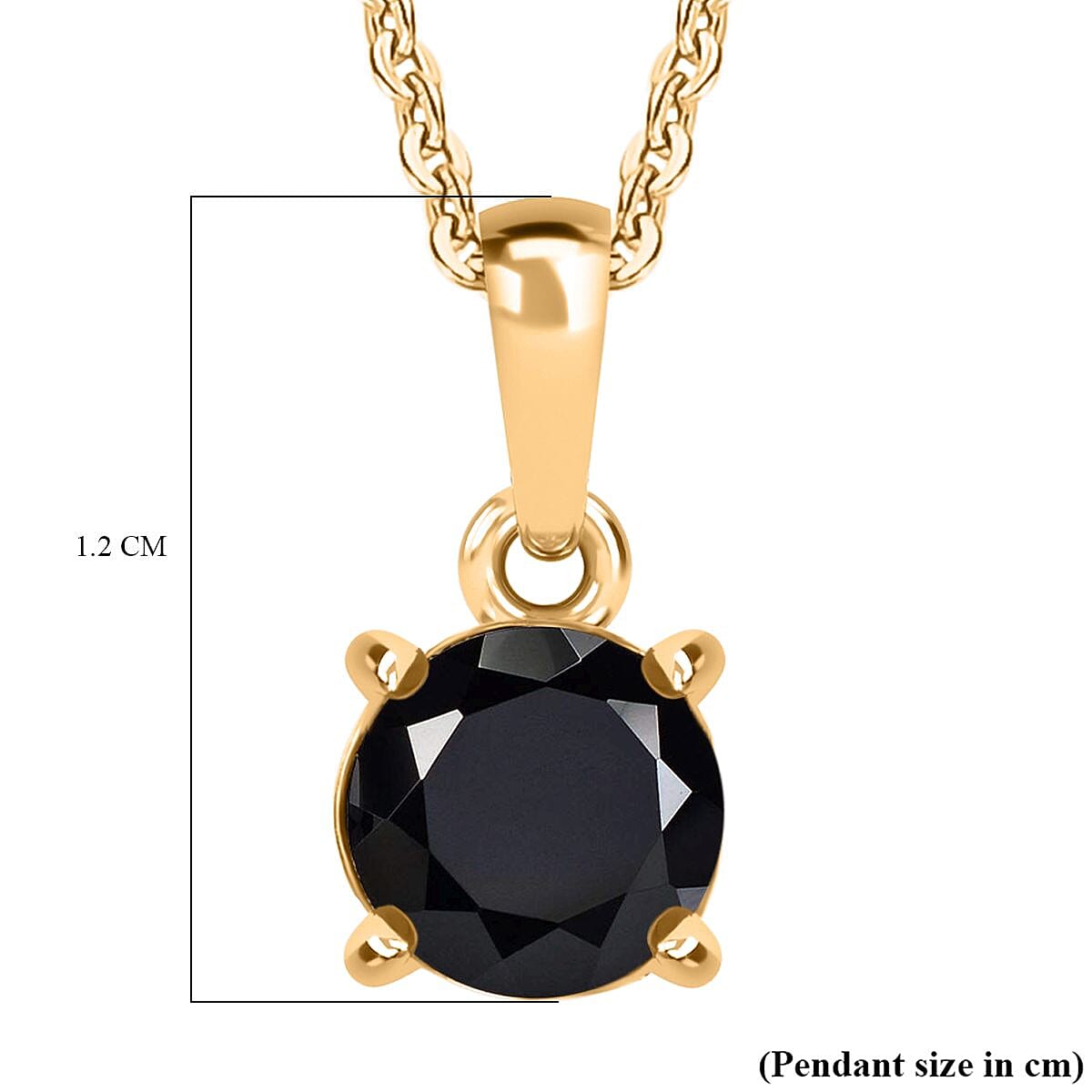 D'Joy Black Diamond Pendant with Chain (Size - 20) in 18K Vermeil Yellow Gold Plated Sterling Silver 1.02 Ct.