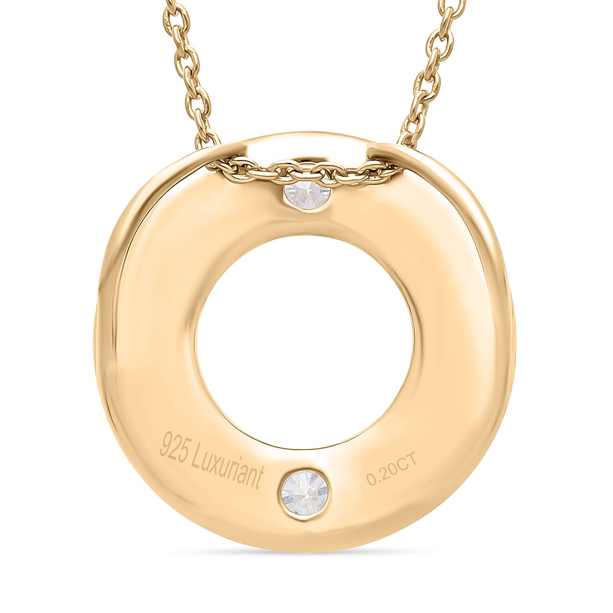Luxuriant Lab Grown Diamond (VS-EF) Pendant with Chain (Size 18 - 2) in 18K Vermeil Yellow Gold Plated Sterling Silver 0.20 Ct.
