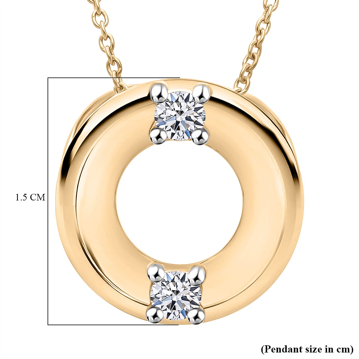 Luxuriant Lab Grown Diamond (VS-EF) Pendant with Chain (Size 18 - 2) in 18K Vermeil Yellow Gold Plated Sterling Silver 0.20 Ct.