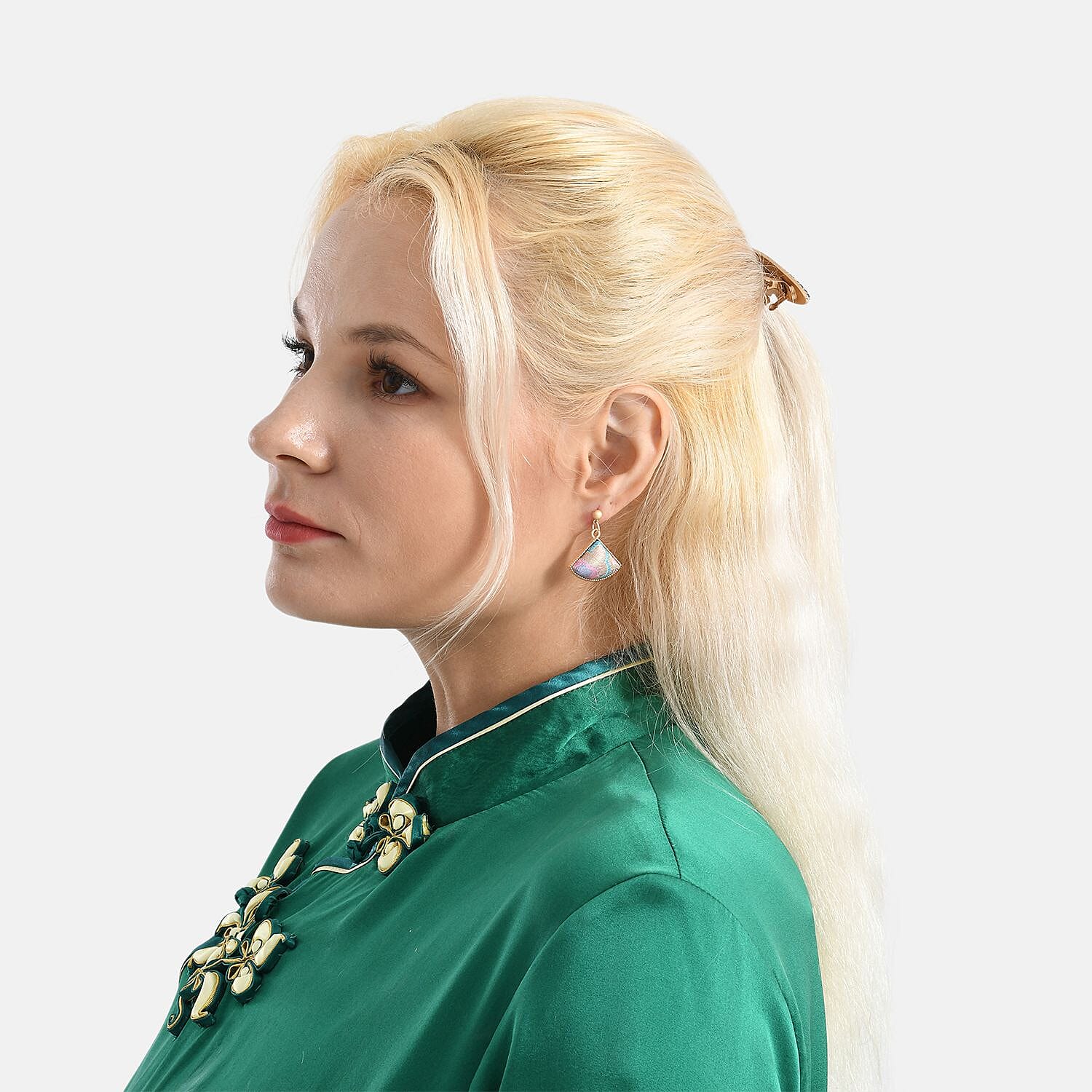 La Marey Signature Silk Multicolour Hairpins & Push Back Earring Set