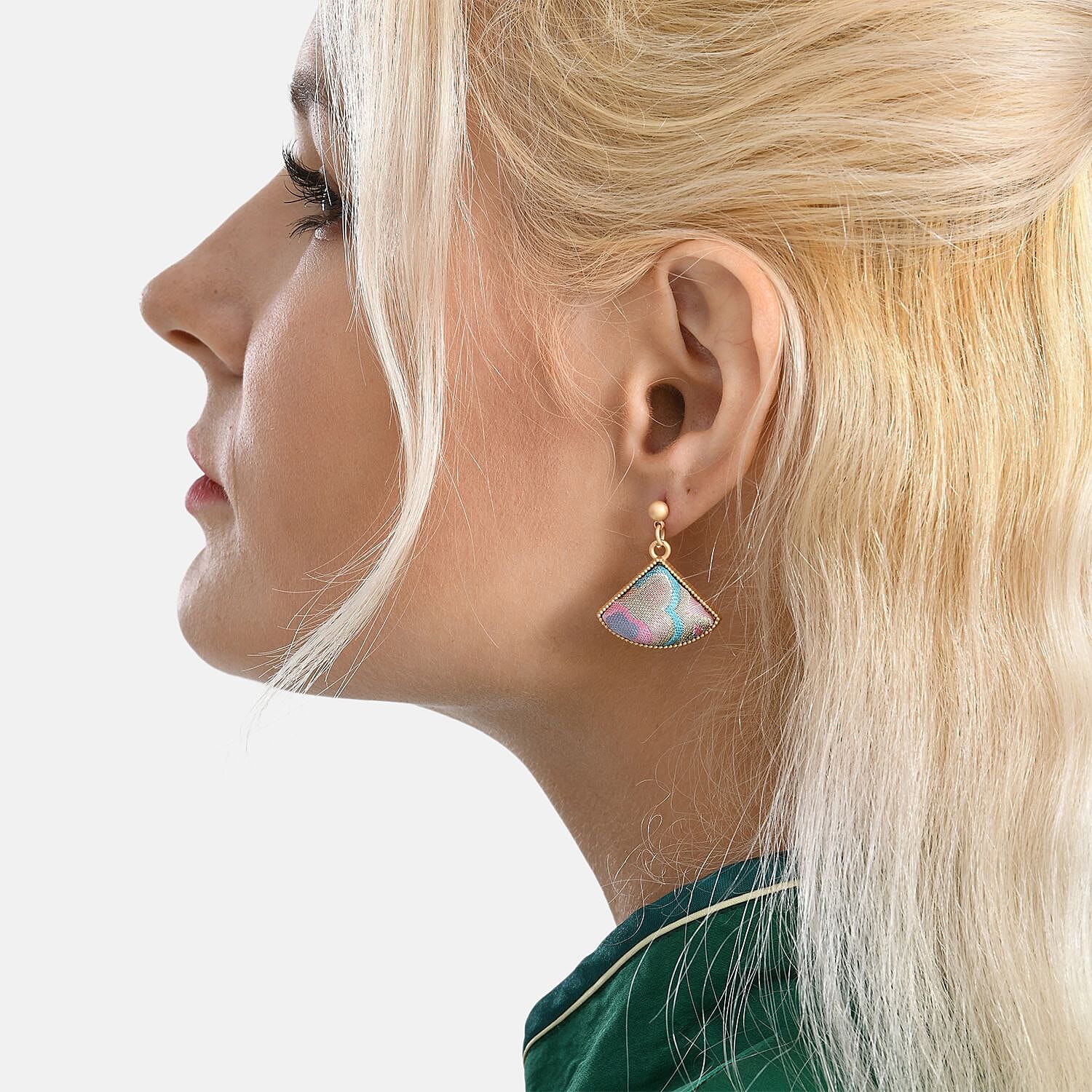 La Marey Signature Silk Multicolour Hairpins & Push Back Earring Set