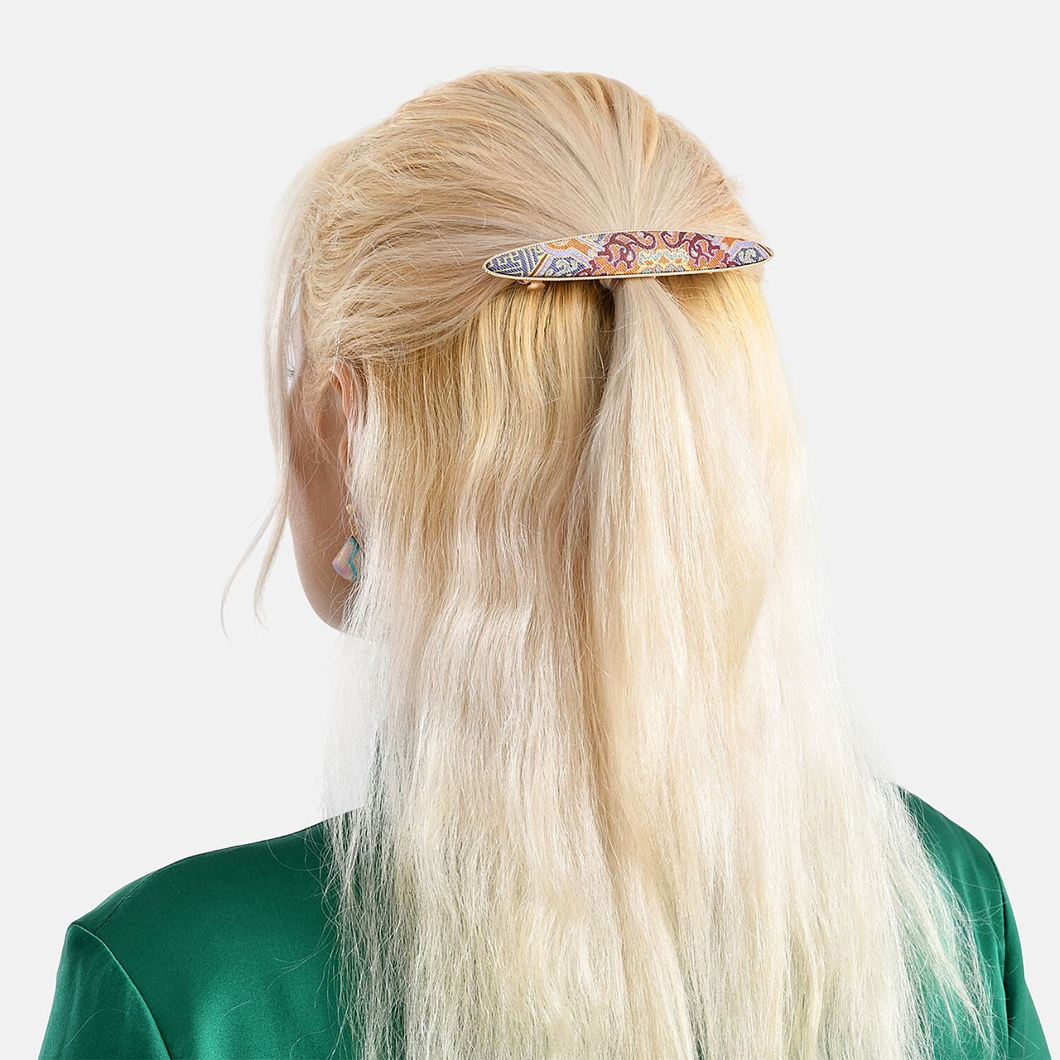 La Marey Signature Silk Multicolour Hairpins & Push Back Earring Set