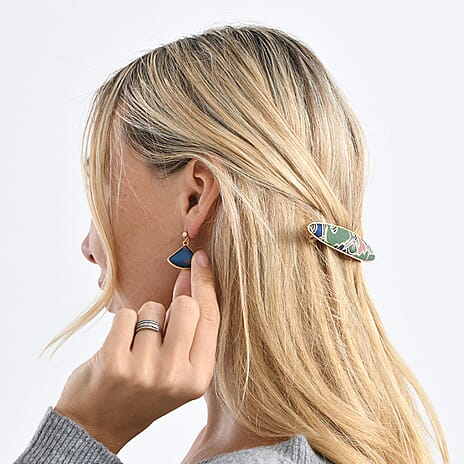 La Marey Signature Silk Multicolour Hairpins & Push Back Earring Set
