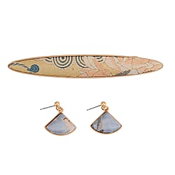 La Marey Signature Silk Multicolour Hairpins & Push Back Earring Set