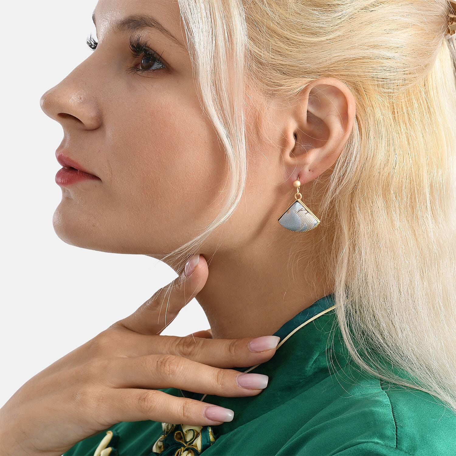 La Marey Signature Silk Multicolour Hairpins & Push Back Earring Set