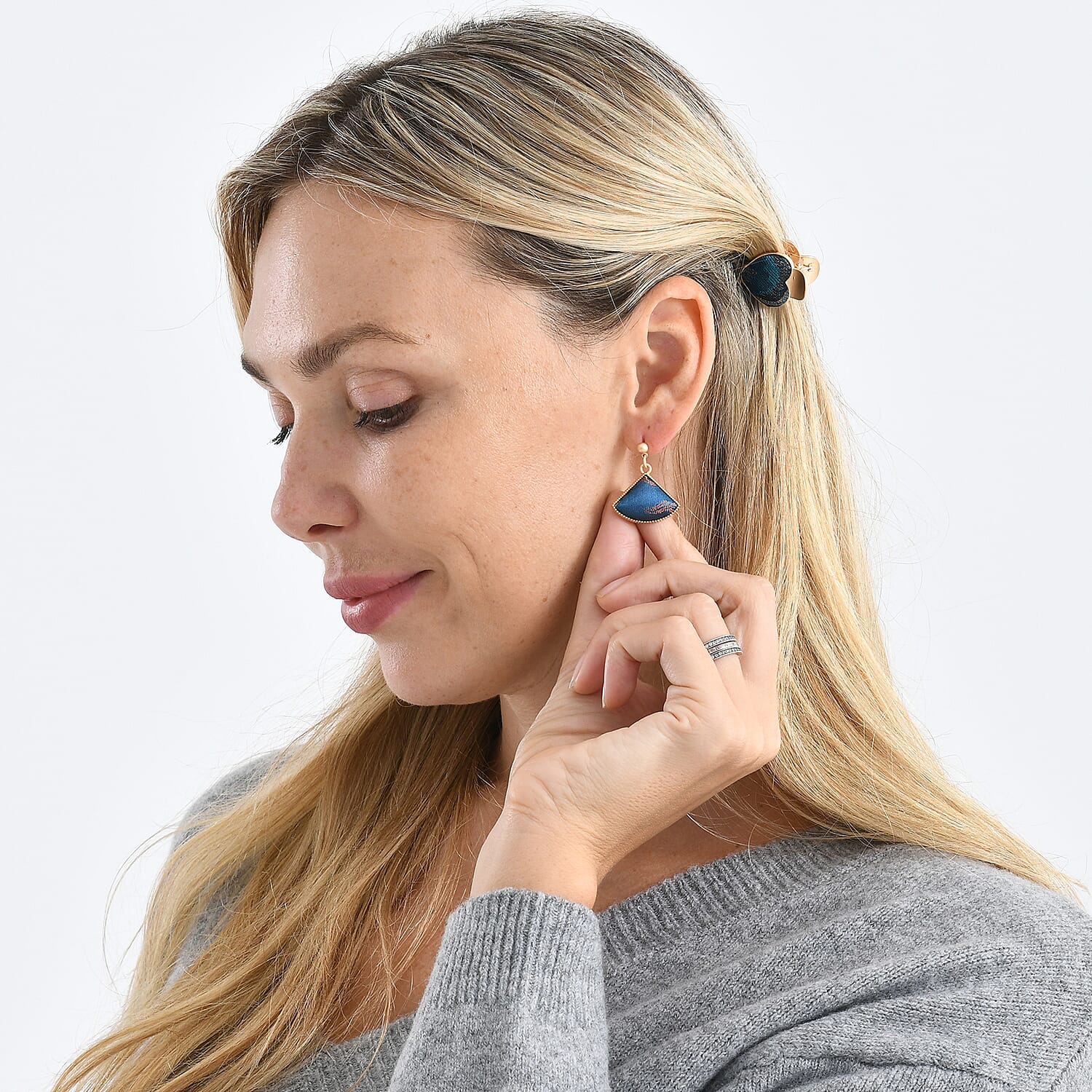 La Marey Signature Mulberry Silk Multicolour Hairpins & Push Back Earring Set