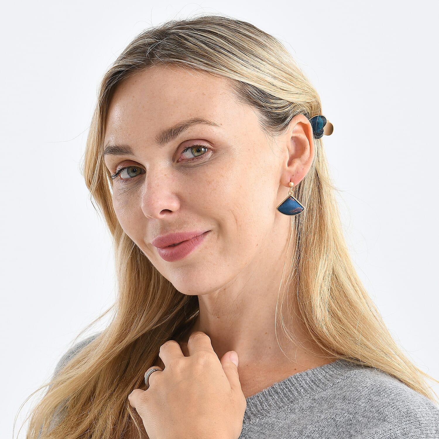 La Marey Signature Mulberry Silk Multicolour Hairpins & Push Back Earring Set