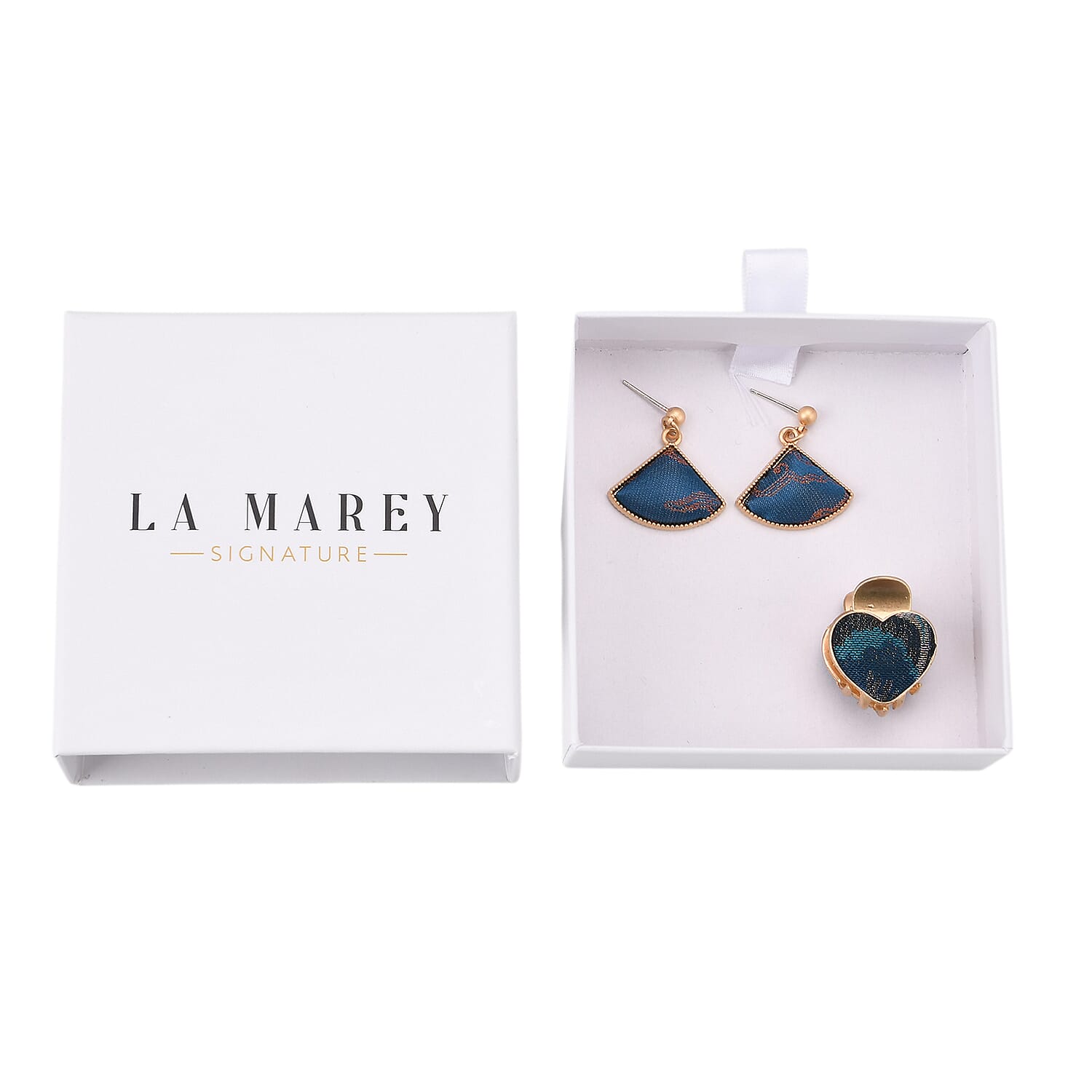 La Marey Signature Mulberry Silk Multicolour Hairpins & Push Back Earring Set