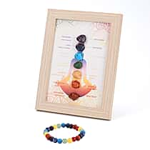 Multi-Gemstone 7 Chakra Healing Crystal Gift Set- Photo Case & Stretchable Bracelet (7.8-8 inch)
