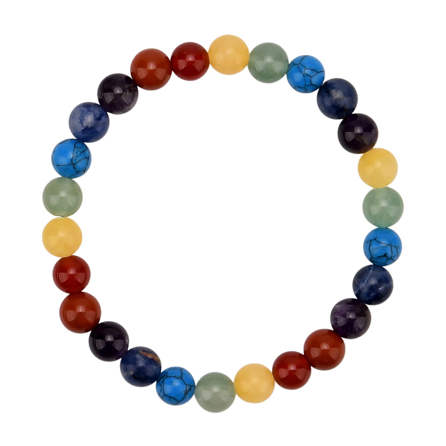 Multi-Gemstone 7 Chakra Healing Crystal Gift Set- Photo Case & Stretchable Bracelet (7.8-8 inch)